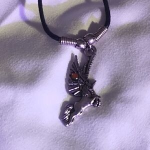 Silver Unipeg Pendant Necklace with Black Cord